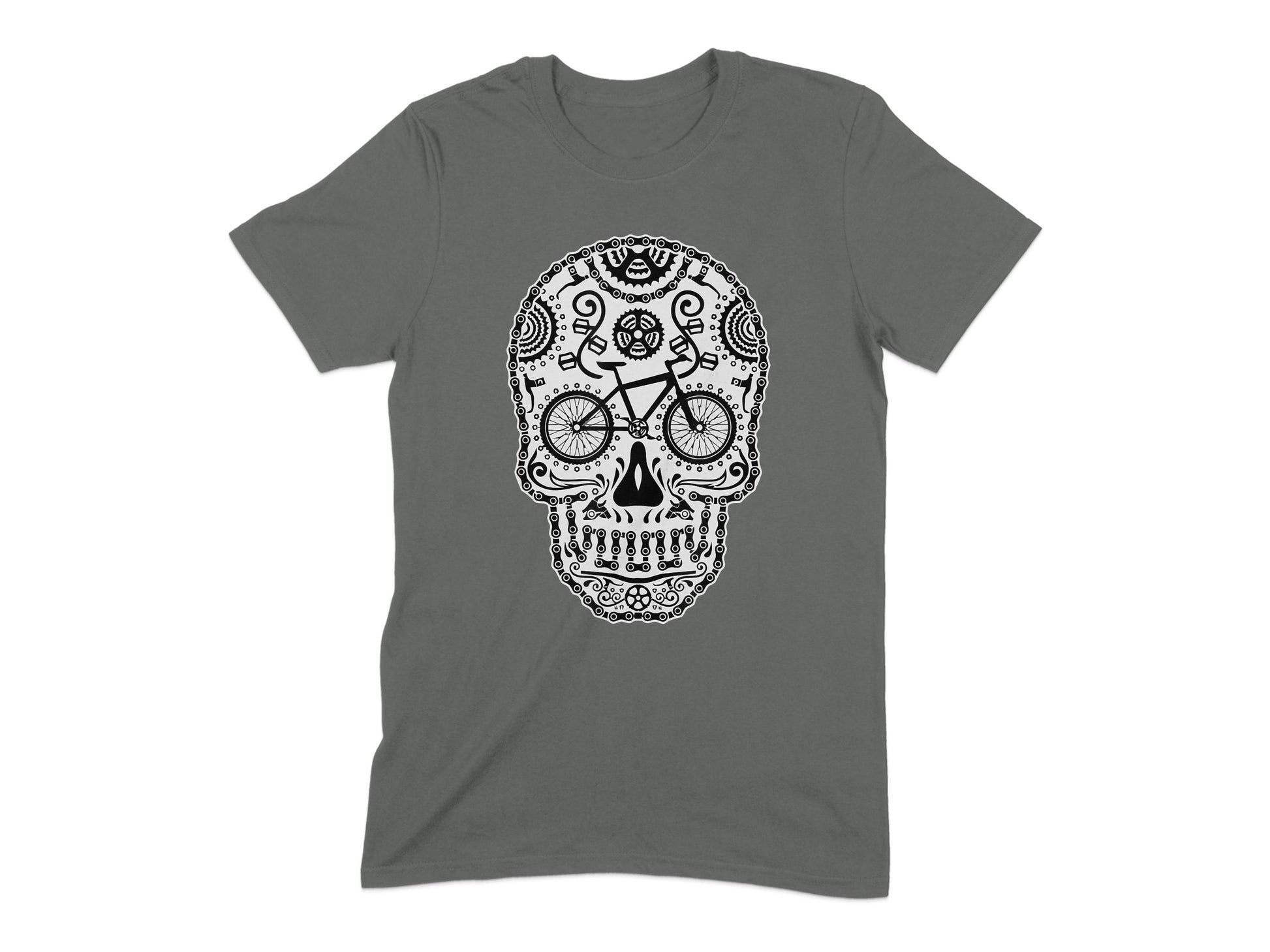 Intricate Skull with Bicycle Graphic T-Shirt product