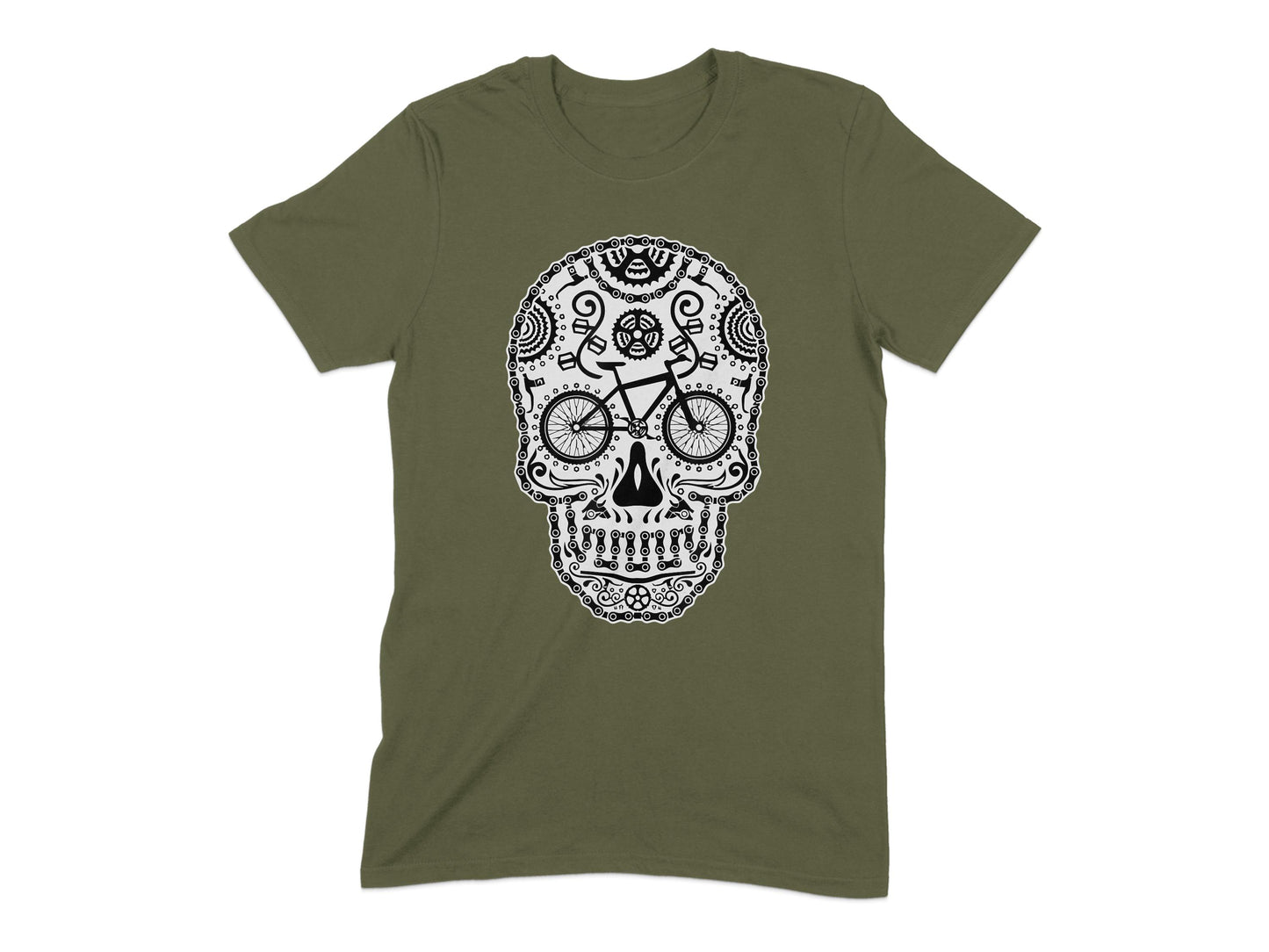 Unique Cycling Sugar Skull Design T-Shirt product type